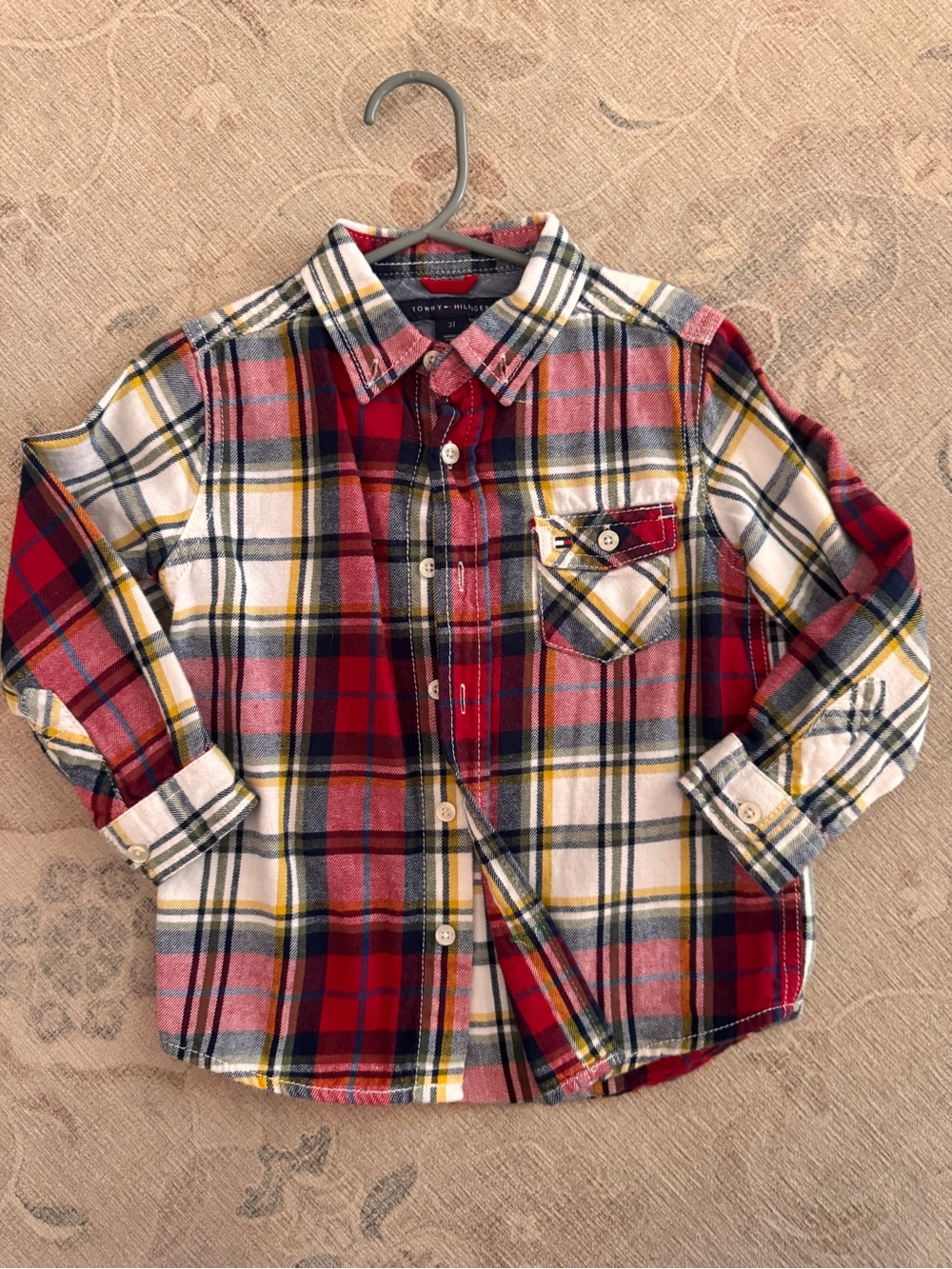 Tommy Hilfiger Red, White & Yellow Plaid Button-Up Shirt